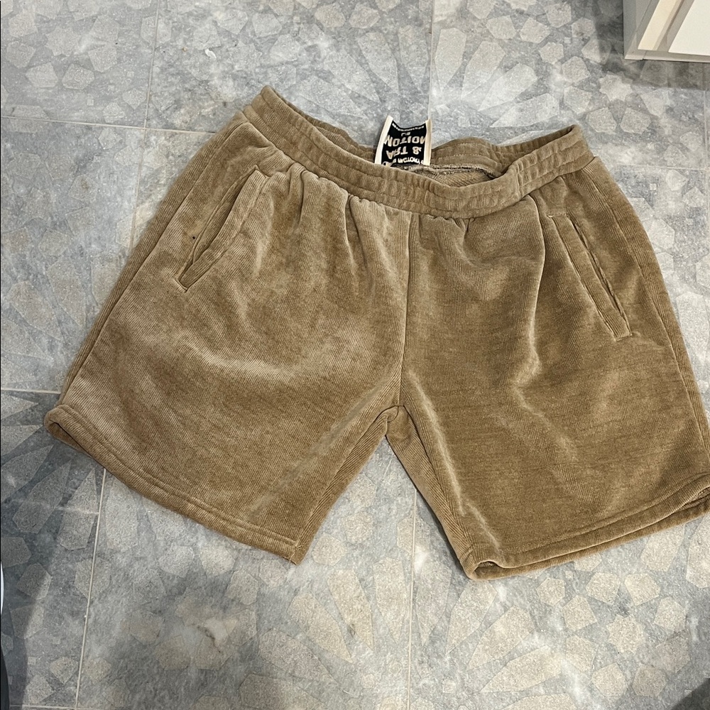 Men's super soft Corduroy Elastic-Waist Athletic Shorts - Brown